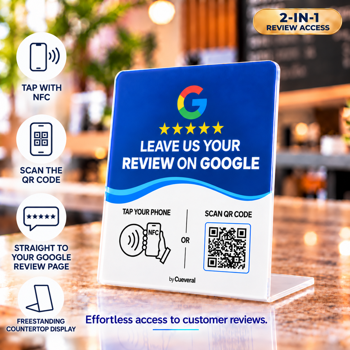 Google Review NFC + QR Countertop Stand